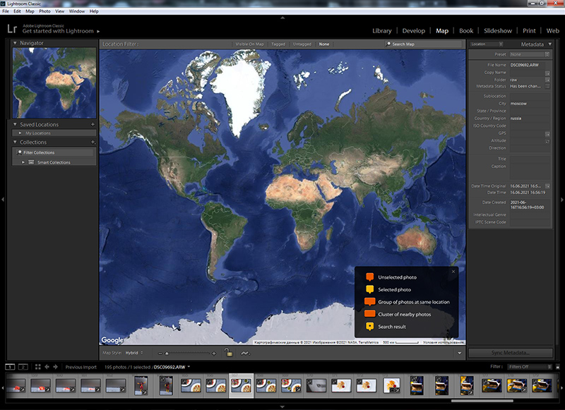 Модуль Map (Карта) Lightroom Classic